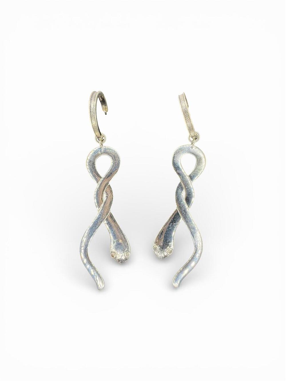 Anthropologie Genuine Diamond Viper Hoop Earrings Sterling Silver 925 | $129